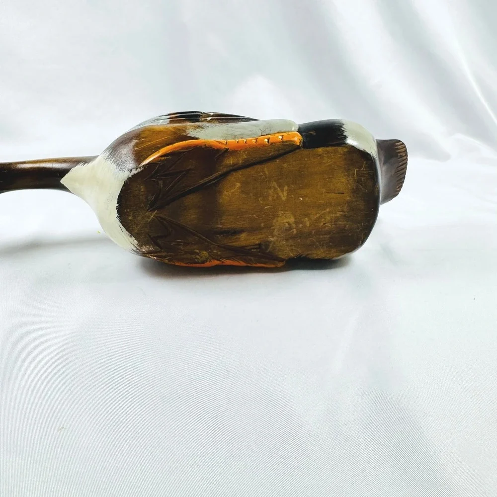 VTG Hand Carved Wood Goose Long Neck Duck Decoy Glass Eyes 13